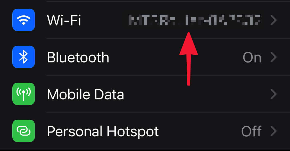Параметры Wi-Fi в iOS
